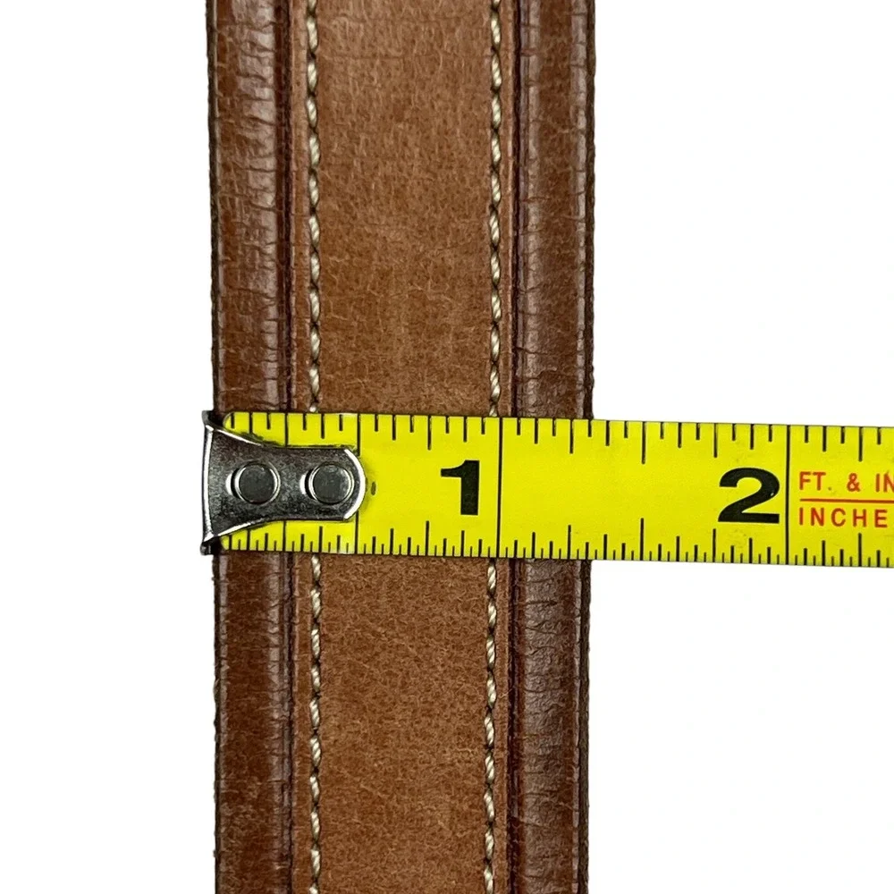 Tommy Hilfiger Leather Belt XL Brown Contrast Stitch Rugged Americana Preppy